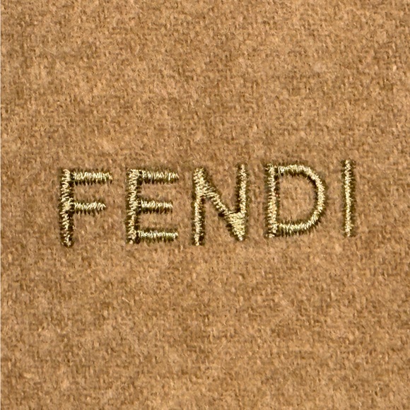 FENDI | Wool Camel Brown Tan Tassel Fringe Scarf Wrap Pashmina - Picture 8 of 11